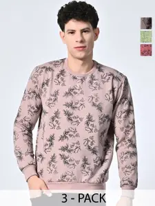 BAESD Men Abstract Printed Round Neck Fleece Pullover Ribbed Sweatshirt