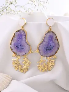 DASTOOR Gold Plated Artificial Stones Studded Contemporary Drop Earrings