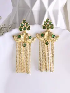 DASTOOR Gold Plated Artificial Stones Studded Contemporary Drop Earrings