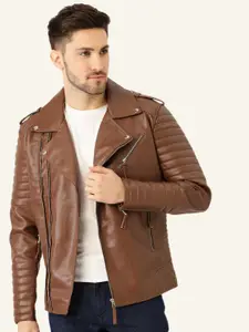 Leather Retail Men Lapel Collar Solid PU Casual Biker Jacket