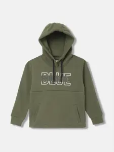 Blue Giraffe Boys Typography Printed Hood Cotton Pullover Sweatshirt