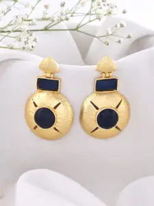 DASTOOR Gold Plated Artificial Stones Studded Geometric Drop Earrings