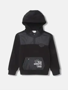 Blue Giraffe Boys Typography Printed Hood Pullover Sweatshirt