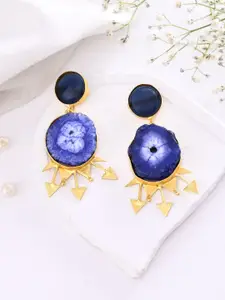 DASTOOR Gold Plated Artificial Stones Studded Contemporary Drop Earrings