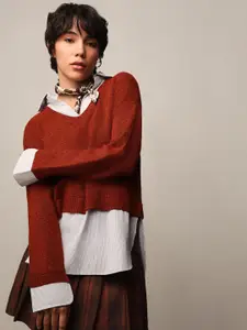 ONLY Women Solid Scoop Neck Pullover Sweater