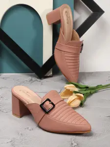 CHINRAAG Women Pointed Toe Block Heel Sandals