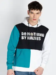 Status Quo Men Colourblocked Hood Cotton Pullover Sweatshirt