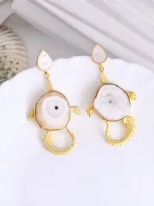 DASTOOR Gold Plated Artificial Stones Studded Contemporary Drop Earrings