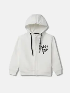 Blue Giraffe Boys Graphic Printed Hood Front-Open Sweatshirt