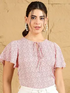 Berrylush Women Floral Printed Tie-Up Neck Top