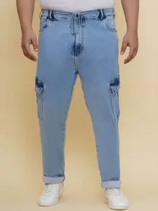 John Pride Men Plus Size Light Fade Regular Fit Cargo Jeans