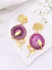 DASTOOR Gold Plated Artificial Stones Studded Contemporary Drop Earrings