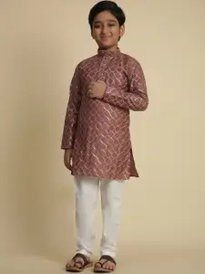 Pro-Ethic STYLE DEVELOPER Boys Geometric Embroidered Sequinned Kurta With Pyjama