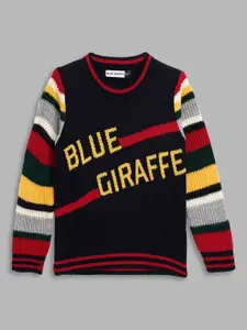 Blue Giraffe Boys Typography Printed Pullover