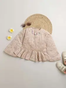 Tiny Girl Floral Printed Round Neck Top