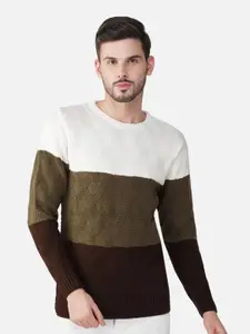 JoE Hazel Men Colourblocked Pullover Round Neck Sweaters