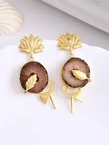 DASTOOR Gold Plated Artificial Stones Studded Contemporary Drop Earrings