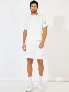 Styli Self-Design Round Neck Short Sleeves T-Shirt & Shorts