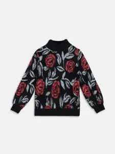 Blue Giraffe Girls Floral Printed Pullover