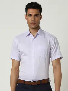 Van Heusen Men Spread Collar Micro Checked Cotton Slim Fit Formal Shirt