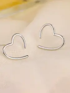 SUBHAGALANKAR Silver-Plated Heart Shaped Studs