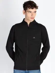 Status Quo Men Solid Mock Collar Front-Open Sweatshirt