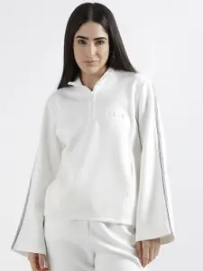 ELLE Women Solid Mock Collar Pullover Sweatshirt