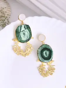 DASTOOR Gold Plated Artificial Stones Studded Contemporary Drop Earrings