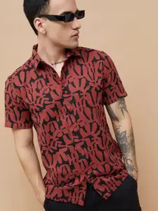 Fame Forever by Lifestyle Men Cutaway Collar Abstract Printed Cotton Casual Shirt