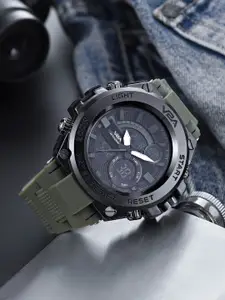 V2A Men Embellished Dial & Straps Analogue and Digital Watch V2A-CS-1706A-Green-01
