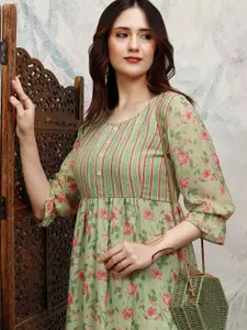 Vishudh Women A-Line Midi Dress