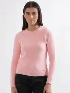ELLE Women Solid Round Neck Pullover Sweater