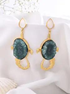 DASTOOR Gold Plated Artificial Stones Studded Contemporary Drop Earrings