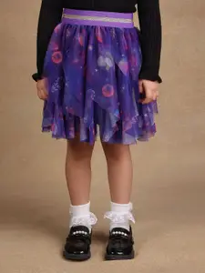 One Friday Girls Printed Flared Knee Length Skirts