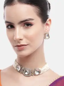 Anouk White Layered AD Stone Chokar Necklace Set