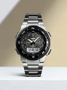 V2A Men Dial & Stainless Steel Straps Analogue and Digital Watch SK-1370-Silver