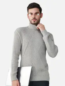 JoE Hazel Men Ribbed Turtle Neck Pullover Cotton Sweaters