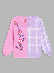 Blue Giraffe Girls Floral Colourblocked Pullover