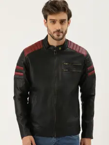 Leather Retail Men Mandarin Collar Solid PU Casual Biker Jacket