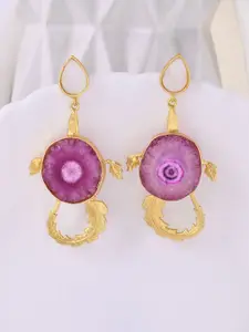 DASTOOR Gold Plated Artificial Stones Studded Contemporary Drop Earrings