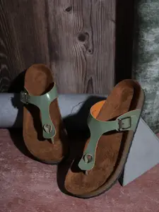 MOZAFIA Women PU T-Strap Flats