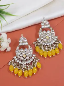 I Jewels Gold-Plated Contemporary Kundan Stud Chandbalis Earrings
