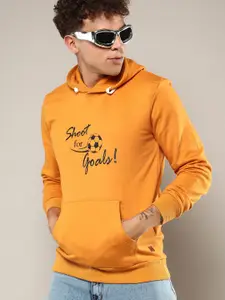 Campus Sutra Men Typography Printed Hooded Cotton Sweatshirt