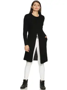 CLAPTON Cable Knit Self Design Woollen Cardigan Sweater