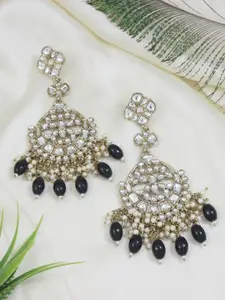 I Jewels Gold-Plated Contemporary Chandbalis Kundan Stud Earrings