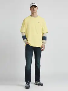 Pepe Jeans Men Graphic Printed Round Neck Pure Cotton Oversized T-shirt
