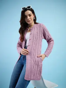 CLAPTON Women Wollen Round Neck Long Sleeves Longline Cardigan Sweaters