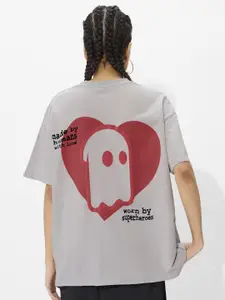 The Souled Store Galentine Women Graphic Printed Round Neck Cotton Oversized T-shirt