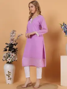Tulip Eden V-Neck Georgette Straight Kurta