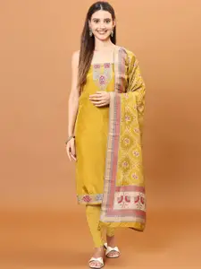 Meena Bazaar Embroidered Zari Art Silk Unstitched Dress Material